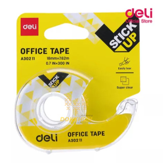 Deli A30211 Invisible Tape เทปขนาดพกพาแบบเขียนได้ ยาว 300 นิ้ว พร้อมแท่นตัดเทปแบบใส อุปกรณ์การเรียน แท่นเทป เทปแบบใส