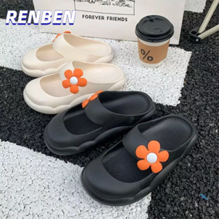 RENBEN รองเท้าแตะแมรี่เจนของผู้หญิงในครัวเรือนกันลื่นพื้นนุ่มหอพักนักเรียนเจ้าหญิงลมนอกสวมรองเท้าชายหาด