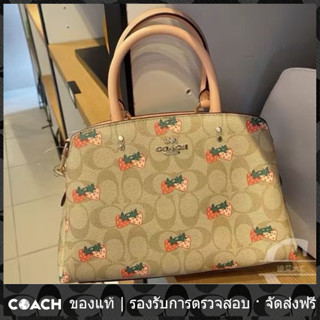 OUTLET💯 Coach แท้  c8598 Mini Lillie Carryall หนังแท้ Colorblock ผ้าใบลายเซ็น สตรี กระเป๋าสะพายข้าง