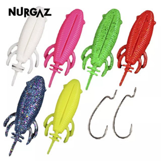 NURGAZ Bait Fishing Lures สำหรับน้ำจืดน้ำเค็มจำลองเหยื่อว่ายน้ำ-6 Pack