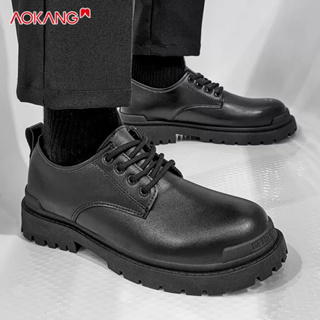 ภาพหน้าปกสินค้าAOKANG ฤดูใบไม้ผลิใหม่ของเครื่องมือช่างอังกฤษรองเท้าหนังลำลองผู้ชายสีดำ ที่เกี่ยวข้อง