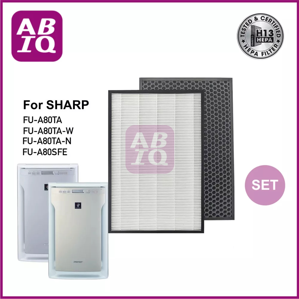 abiq-แผ่นกรองอากาศ-hepa-h13-filter-fz-a80sfe-และ-กรองคาร์บอน-สำหรับเครื่องฟอกอากาศ-sharp-รุ่น-fu-a80ta