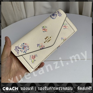 OUTLET💯 Coach แท้ 69842 กระเป๋าสตางค์ซิปหีบเพลงสำหรับสตรีฟาร์มปศุสัตว์