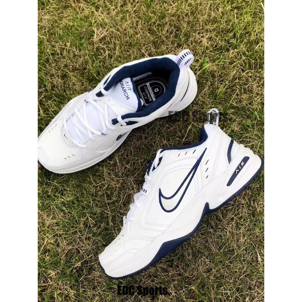 100-แท้จริง-nike-air-monarch-4-white-navy-blue-white-sneaker