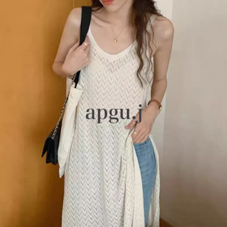 มาใหม่พร้อมส่ง✨ (AP026) sumi top dress เสื้อสายเดี่ยว ไหมพรม สไตล์เกาหลี ชุดไปทะเล ชุดไปคาเฟ่ สไตล์เกาหลี apgu.j