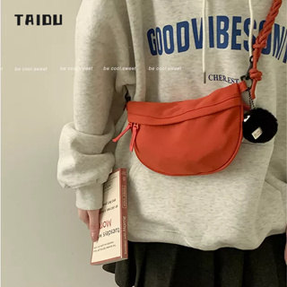 Taidu [พร้อมจี้] กระเป๋าผ้าแคนวาส ลําลอง สไตล์เกาหลี เรียบง่าย เป็นที่นิยม
