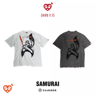 55xHaHa "SAMURAI” คอฟิต กึ่ง Oversize Cotton 100% Unisex