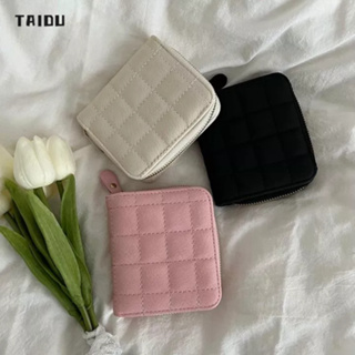 TAIDU กระเป๋าสตางค์ใบสั้นสไตล์เกาหลีผู้หญิงซิปสั้นกระเป๋าใส่เหรียญนักเรียนกระเป๋าสตางค์ลายปัก