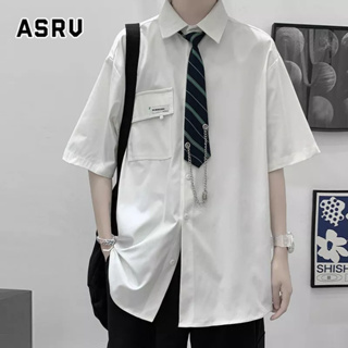 ASRV เสื้อเชิ้ตผู้ชาย ญี่ปุ่นย้อนยุคส่วนบาง jk ผูกเสื้อเชิ้ตชายเวอร์ชั่นเกาหลีอินเทรนด์หลวมอินคู่สีทึบ