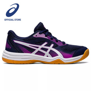 ASICS :  UPCOURT 5 GS KIDS CPS เด็ก รองเท้าสำหรับกีฬาในร่ม ของแท้  PEACOAT/ORCHID