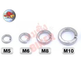 แหวนสปริงชุบขาว ขนาดM4-M10 (ถุงละ50ตัว//หรือคละเบอร์ ถุงละ 100 ตัว) แหวนกันคลาย ใช้ป้องกันการคลายตัวของสกรูน็อต
