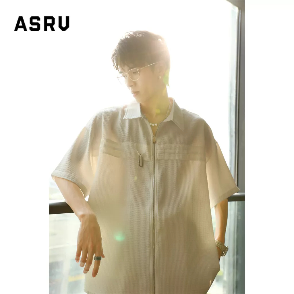 asrv-เสื้อเชิ้ตผู้ชาย-ใหม่-เสื้อเชิ้ตแขนสั้นพับคอหลวมและหลากหลายแฟชั่นอินเทรนด์เกาหลีอินเทรนด์แบรนด์