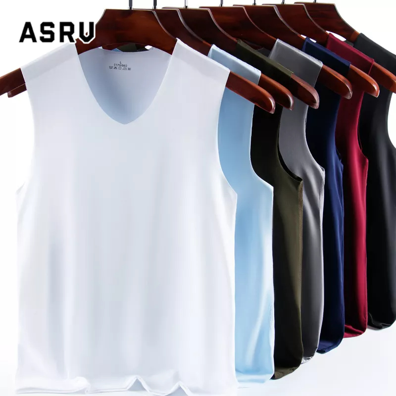 asrv-เสื้อกั๊ก-ผู้ชาย-ขนาดใหญ่-ผ้าไหมน้ําแข็ง-ไร้รอยต่อ-กีฬา-คอวี-แขนกุด-ผู้ชาย-ส่วนบาง