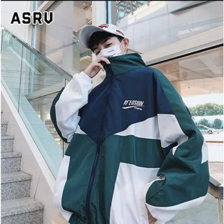 ASRV เสื้อแจ็คเก็ตผู้ชาย เสื้อโค้ทบาง ชายหญิง คู่ สไตล์ฮ่องกง ฮิปฮอป แจ๊กเก็ต สไตล์เกาหลี กีฬาและการพักผ่อน