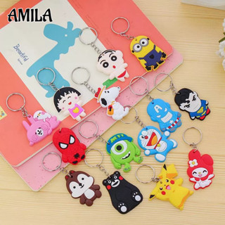 AMILA พวงกุญแจการ์ตูนน่ารัก อุปกรณ์แขวนถุงพลาสติกอ่อน กระเป๋าผ้าแคนวาส Accessories (สุ่มลาย)