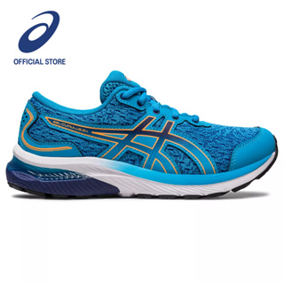 ASICS :  GEL-CUMULUS 24 GS KIDS RUNNING เด็ก รองเท้าวิ่ง ของแท้  ISLAND BLUE/SUN PEACH