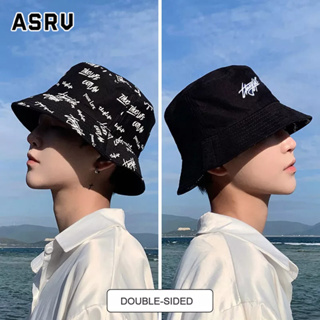 ASRV หมวก หมวกชาวประมงเวอร์ชั่นเกาหลีกราฟฟิตีสองด้านอินเทรนด์แฟชั่นนักเรียนครีมกันแดดทุกคู่ ชายและหญิงคู่