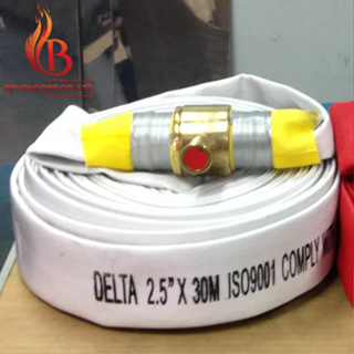 DELTA สายดับเพลิง ชนิดผ้าใบ สีขาว ขนาด2.5" สายส่งน้ำดับเพลิง