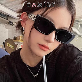 Camidy แว่นกันแดดทรงกลวงกรอบเล็กอเมริกันหญิงเกาหลีรุ่น Y2K แว่นตาในแว่นกันแดดกันแดดสำหรับถ่ายภาพแนวสตรีท