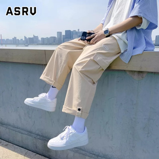 ASRV กางเกงขายาวผู้ชาย ผอม กางเกงหลวมตรงเก้าจุดลำลองนักเรียนสไตล์ฮ่องกงอินเทรนด์หล่อ