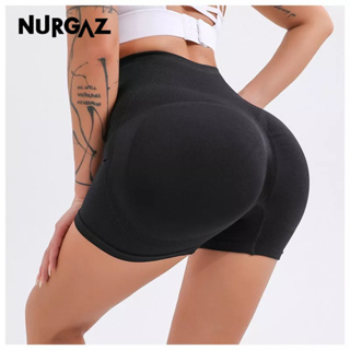 NURGAZ  กางเกงออกกําลังกายสะโพกสีพีชหลังตัดกางเกงโยคะ กางเกงโยคะเอวสูง กางเกงสกินนี่ออกกําลังกายแบบไร้รอยต่อ