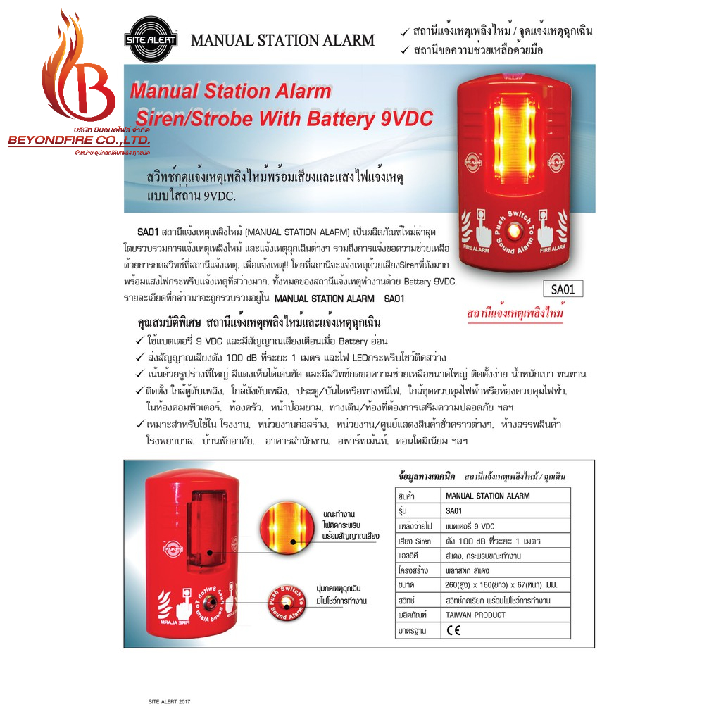 site-alert-manual-station-ปุมกดแจ้งเหตุเพลิงไหม้-ใส่ถ่าน-แมนวล-manual-station-พร้อมแบตเตอรี่-9โวลท์-ปุ่มกดเสียงเตือนภัย