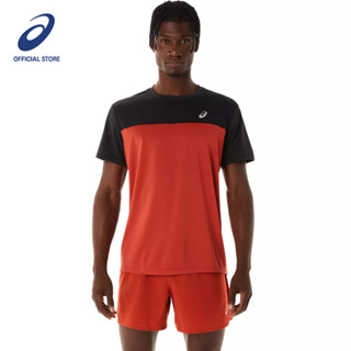 ASICS :  RACE SS TOP MEN RUNNING ผู้ชาย เสื้อคอกลม ของแท้  PERFORMANCE BLACK/SPICE LATTE