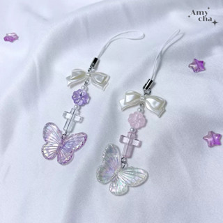 ⁺◟Butterfly keychain꒱˚ ༘ˎˊ˗  พวงกุญแจลูกปัดผีเสื้อ🦋