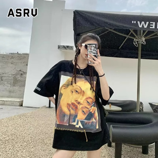 ASRV เสื้อยืด เสื้อยืดคอกลมแขนสั้นพิมพ์ลายผู้ชาย สตรีทแฟชั่น แฟชั่นวัยรุ่น