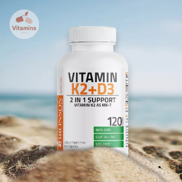 BRONSON Vitamin K2 MK7 Plus Vitamin D3 Extra Strength 120 Capsules