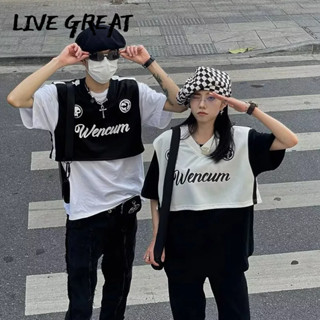 LIVE GREAT เสื้อกั๊กครึ่งตัวทรงตรงแบบวรรณกรรมและศิลปะญี่ปุ่นยอดนิยมที่เข้าได้กับเสื้อนักเรียนใหม่ที่เรียบง่ายเหมาะสำหรับผู้ชายและผู้หญิง