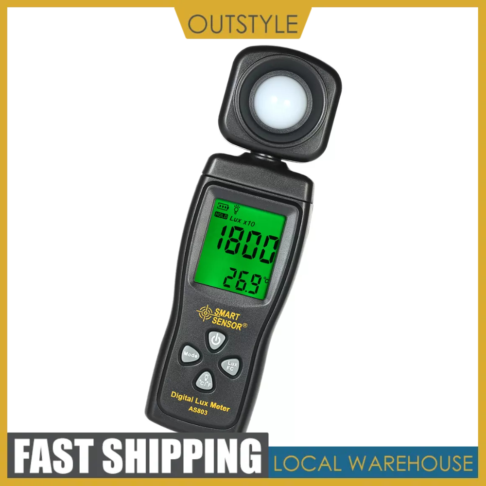 Iluminómetro digital LuxMeter, SMART SENSOR AS803 Mini LCD Display 200000 LUX Medidor de luz de...