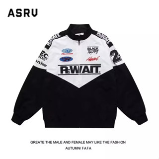 ASRV แจ็คเก็ต สไตล์การแข่งรถมอเตอร์ไซค์แบบอเมริกัน แนวโน้มเสื้อแจ็คเก็ตเบสบอลคู่ย้อนยุคชายและหญิง