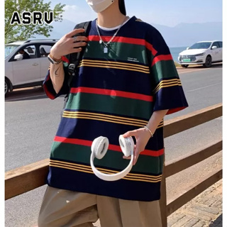 ASRV เสื้อยืด ใหม่หลวมคอกลมแฟชั่นแบรนด์น้ำแขนสั้นเสื้อยืดเยาวชนนิยมลายหล่อแนวโน้ม