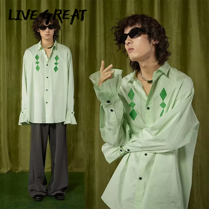live-great-เสื้อผู้ชายแฟชั่นใหม่ทั้งหมดตรงกับวรรณกรรมแขนยาวเรียบง่ายเยาวชนท็อปส์ซูหลวม