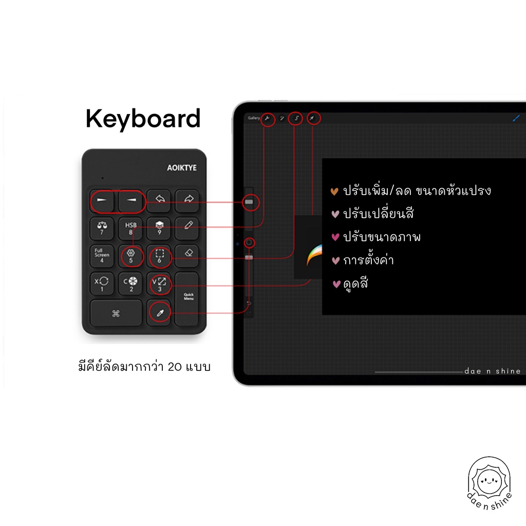 พร้อมส่ง-คีย์ลัด-procreate-keyboard-คีย์บอร์ด