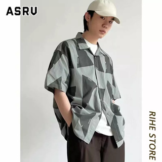 ASRV สื้อเชิ้ตผู้ชาย เสื้อเชิ้ตแขนสั้นลายอาร์ต พิมพ์ลายหลวมสไตล์ญี่ปุ่น นิสัยใจคอ ลำลอง ในเมืองแห่งแฟชั่น