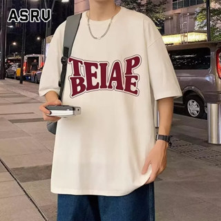 ASRV เสื้อยืด พิมพ์หลวมผู้ชายรอบคอแขนสั้นแนวโน้มใหม่เสื้อยืดเยาวชนแฟชั่นยอดนิยมแบรนด์น้ำ