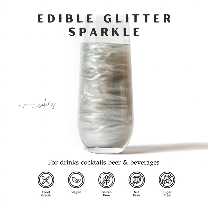 ภาพหน้าปกสินค้าEdible Glitter for Drinks  กลิตเตอร์ สำหรับ ผสมเครื่องดื่ม (Food Grade)