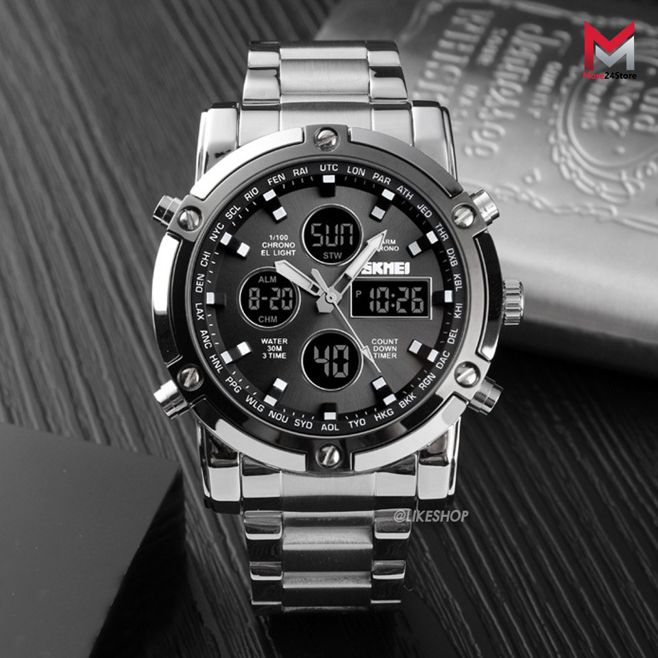 ภาพหน้าปกสินค้าพร้อมส่ง SKMEI 1389 แท้ 100% นาฬิกาข้อมือผู้ชาย สายสแตนเลส 2 ระบบ มีเก็บเงินปลายทาง