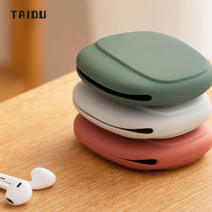 taidu-ผู้จัดสายเคเบิลข้อมูล-เรียบง่ายและมีสไตล์-วัสดุซิลิโคน-กล่องเก็บสายหูฟัง-แบบพกพา