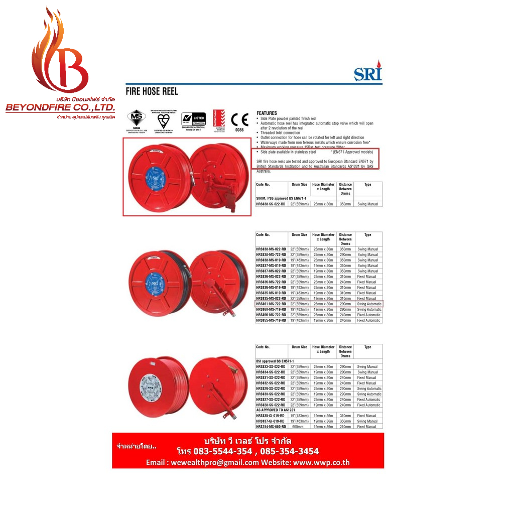 สายดับเพลิง-กงล้อโฮสรีล-ยี่ห้อ-sri