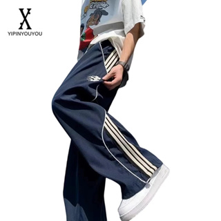 YIPINYOUYOU   กางเกงขายาวผู้ชาย แฟชั่นญี่ปุ่น สไตล์ฮาราจูกุ ลำลอง กางเกงทรงหลวม ใส่ได้ทั้งชายและหญิง