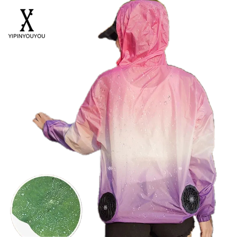 yipinyouyou-เสื้อผ้าปรับอากาศใหม่สำหรับผู้ชาย-ชุดป้องกันแสงแดดไล่ระดับสีพร้อมแจ็คเก็ตพัดลม-ชุดป้องกันแสงแดดสำหรับเดินทางกลางแจ้ง