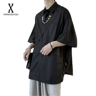 YIPINYOUYOU 2023 เสื้อเชิ้ตผู้ชายสไตล์ฮ่องกงใหม่ระดับไฮเอนด์แฟชั่นเสื้อเชิ้ตทรงหลวมสไตล์ญี่ปุ่น