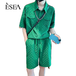 ESEA เสื้อเชิ้ตแขนสั้นผู้ชายสัมผัสระดับกลางแขนเสื้อสำหรับผู้ชายเสื้อกีฬาสบาย ๆ