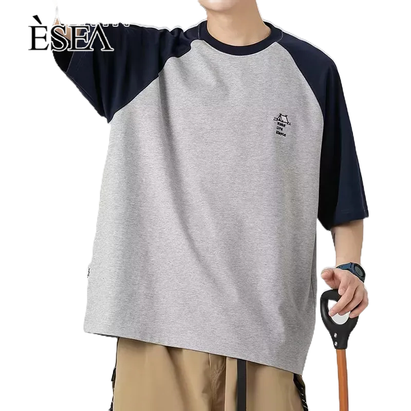 esea-เสื้อยืดผู้ชาย-คอกลม-ลำลอง-เสื้อยืดผู้ชายแนวเกาหลี-แนวแฟชั่น-แขนสั้น