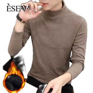 ESEA เสื้อเชิ้ตแขนยาวดีไซน์คอปกป้องจากความร้อนเสื้อคอปกครึ่งคอสูงแขนยาวสองด้าน
