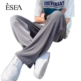 ESEA กางเกงขายาวผู้ชาย, ผ้าไหมน้ําแข็งสไตล์ ins, แฟชั่นบางฤดูร้อน, แฟชั่นญี่ปุ่นขากว้างกางเกงผู้ชายเย็น