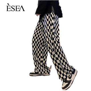 ESEAกางเกงขายาวผู้ชาย, กางเกงขายาวลายสก๊อต, เทรนด์แฟชั่น, กางเกงขายาวทรงหลวม, กางเกงขายาวลําลอง